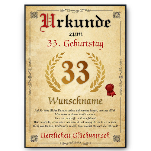 Urkunde zum geburtstag - zum, 33.