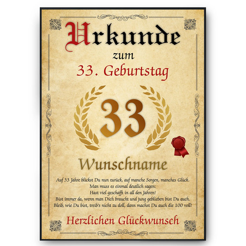 Urkunde zum geburtstag - urkunde,